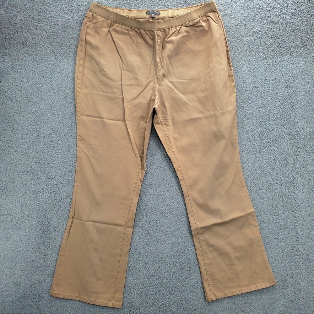 Jessica London Pull On Pants Womens Plus Size Tan Bootcut Elastic Waist Stretch
